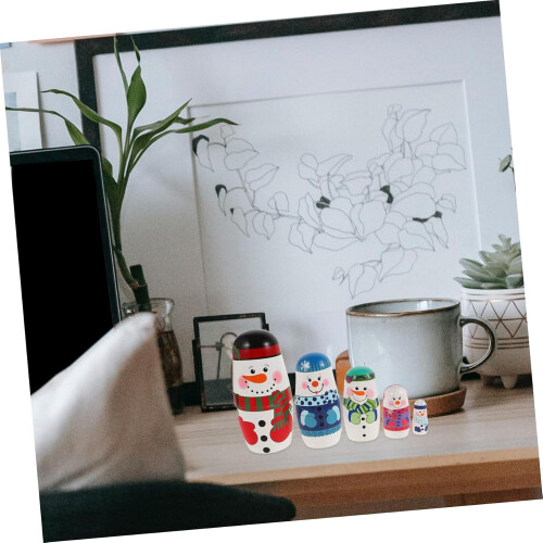 Snowman Stacking Dolls, HandPainted Winter Decoration and Christmas Gift 2