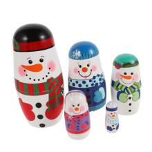 Snowman Matryoshka Doll Ornament Christmas Nesting Stacking Toy Let It Snow