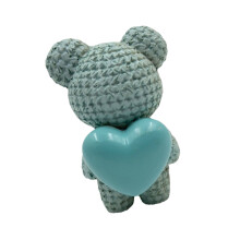 Bel ours texturé en résine avec ornement en forme de cœur,-Bleu