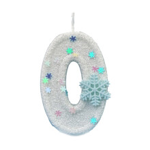 Winter Snowflake Theme Number Candle For Birthday Cake-0