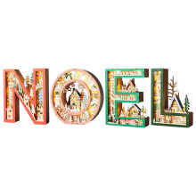 Hollowed Wooden Letter LED Light Christmas Themed Table Lamp