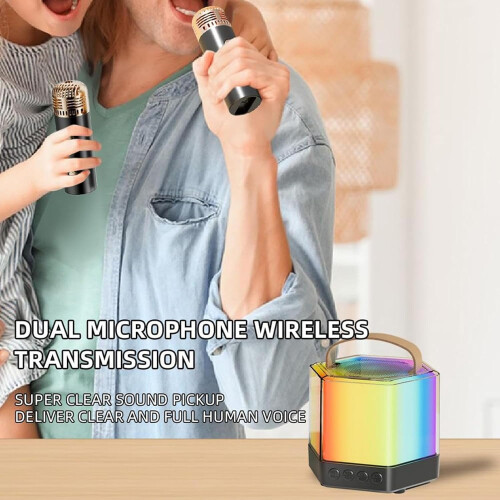 Wireless Karaoke Machine, RGB Light, Wireless Speaker, Outdoor LED, 2 Mics, Black 1