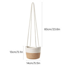 Multipurpose Woven Basket, Rustic Modern Home Decor, Jute Foldable Storage Basket Organizer, Woven Cotton Rope Plant Basket, Chemical-Free, For 60x14x