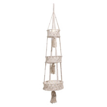 Cotton Rope Plant Holders, 3-Tier Storage Organizer, Boho Decorative Baskets for Kitchen, Bedroom, Living Room, Space-Saving Hanging Organizer, White