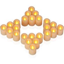 Velas sin llama resistentes a la intemperie, juego de 7 velas a pilas, color marfil, de cera real, con efecto parpadeante, control remoto y