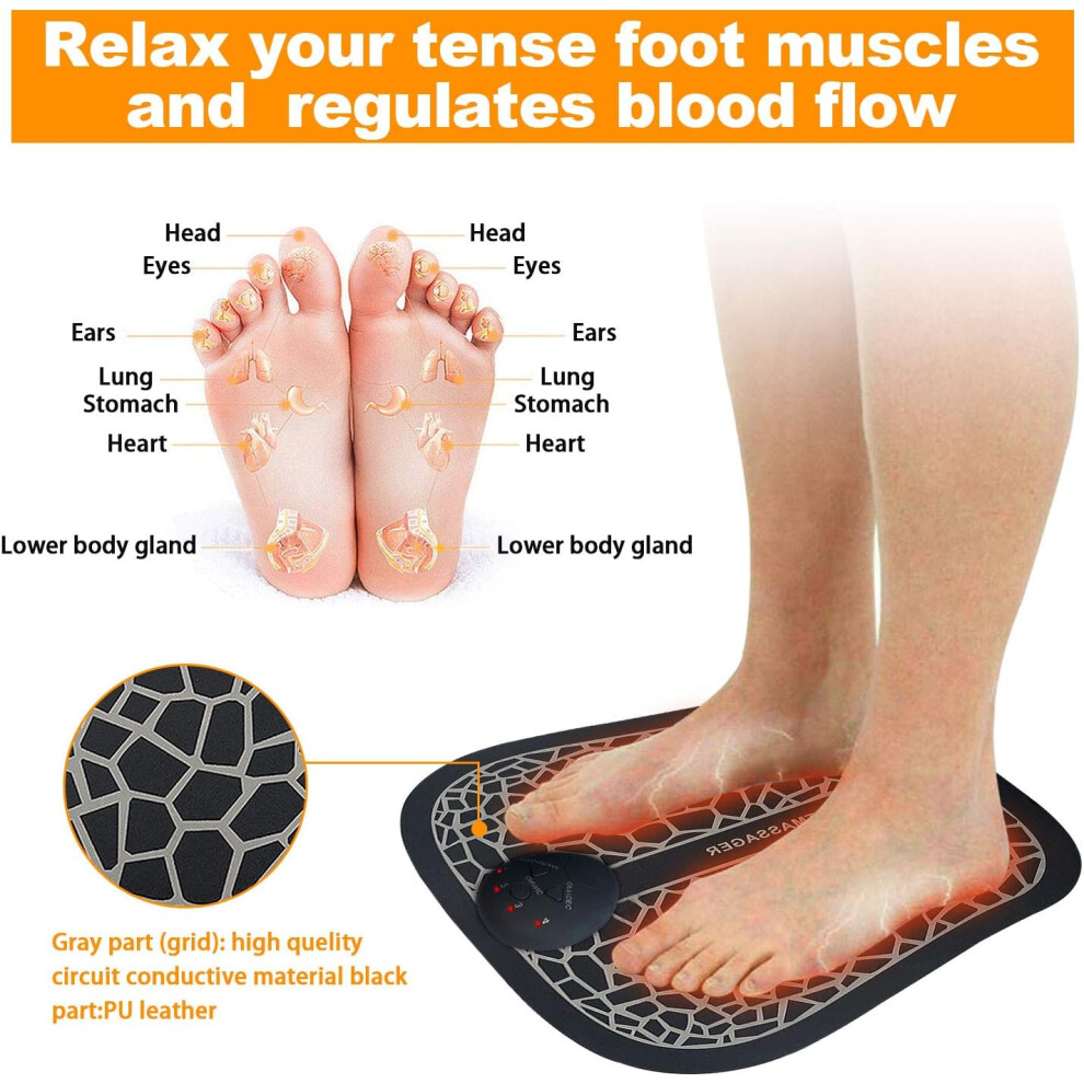 Professional Foot Circulation Device, Foot Massager with Electrical Stimulation Therapy & Micro Current Pulses for Improved Blood Circulation,