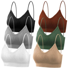 Bralettes na mBan, 6 phíosa Bra gan uaim, Eochaircheapáin inbhainte, Bog agus compordach, Dathanna clasaiceacha, Caitheamh laethúil