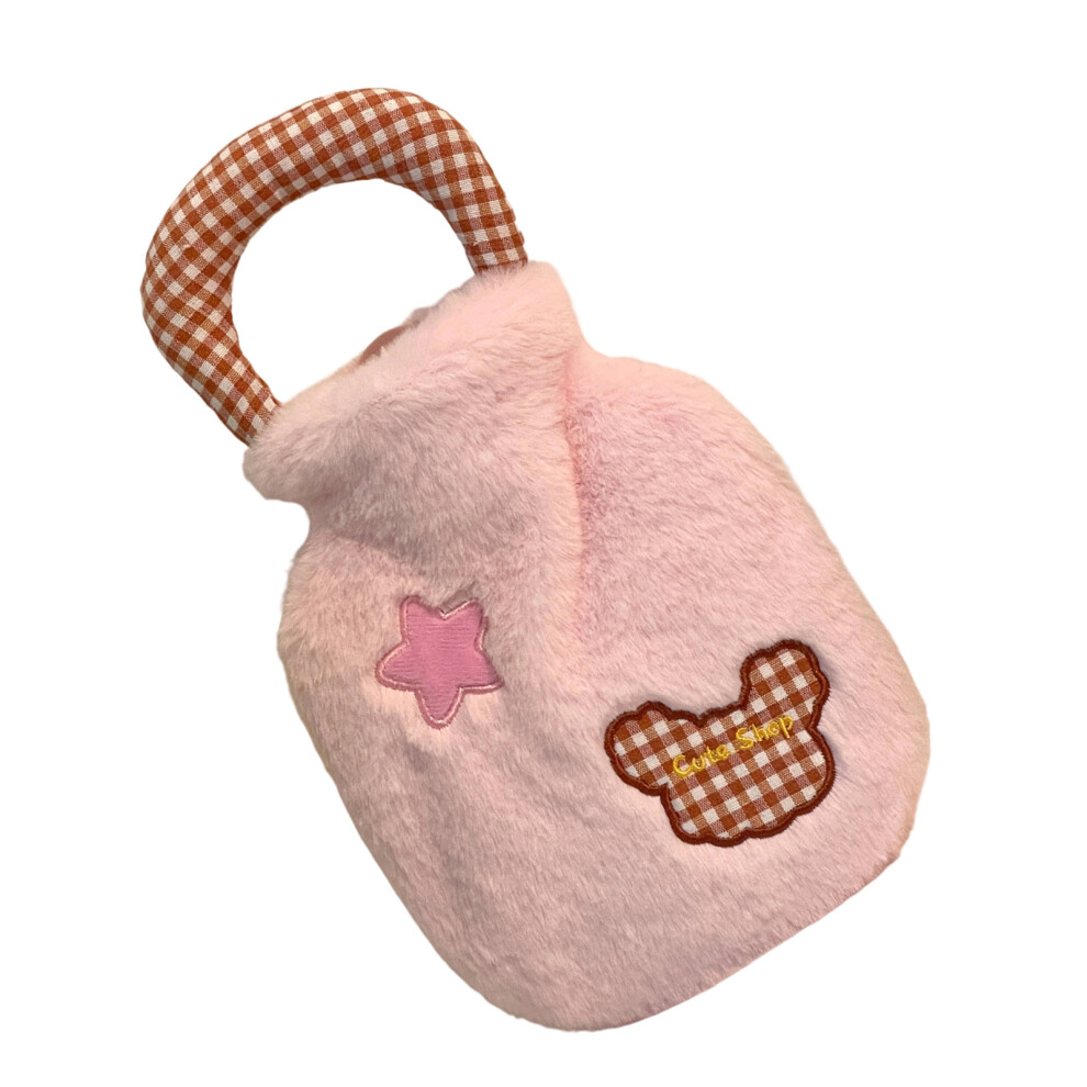 Hot Water Bottle With Soft Fleece Cover For Hand Feet-Pink
