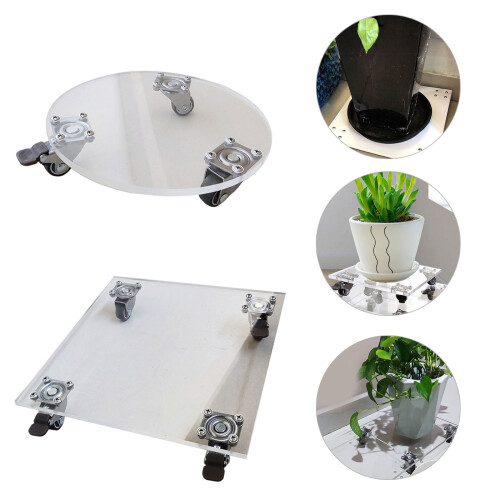 Acrylic Rolling Plant Bracket With Caster Round-25x25cm square 2
