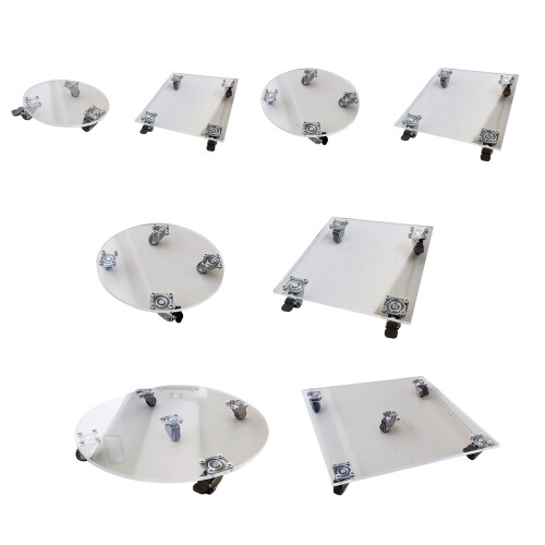 Acrylic Rolling Plant Bracket With Caster Round-25x25cm square 1