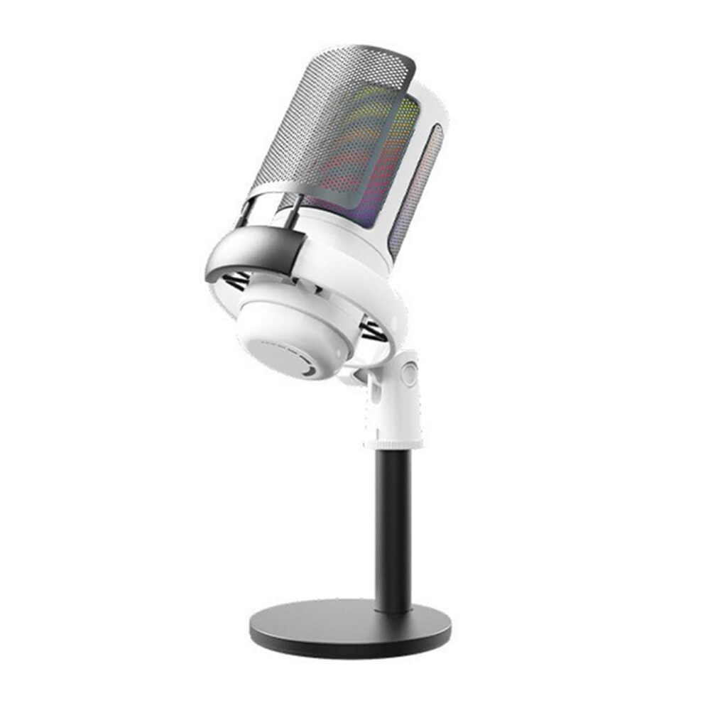 Usb Rgb Microphone With Tripod Stand Condenser Microphone For Streaming And Recording White 9412369184757