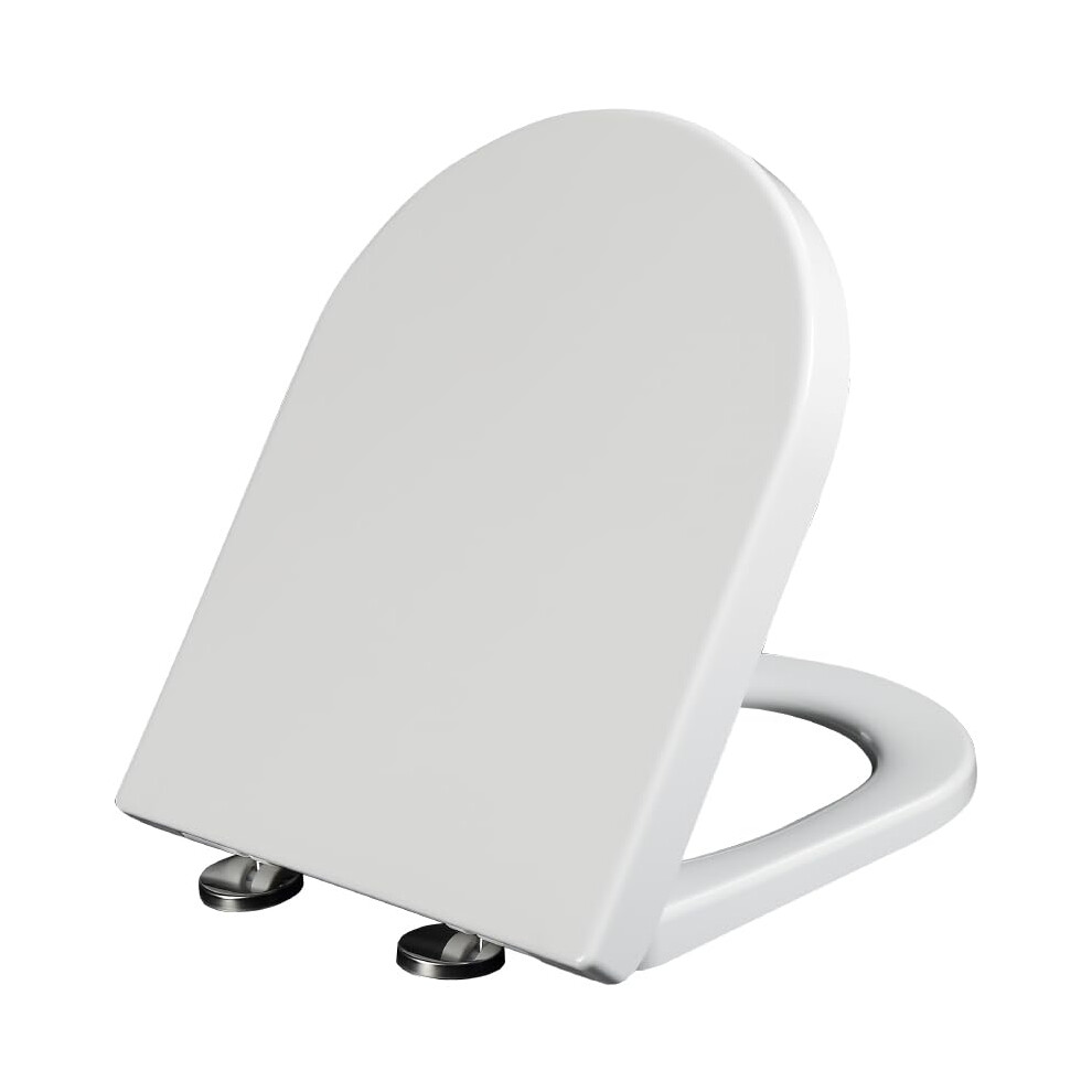 Quick Release Toilet Seat With Dshape, Pp Material In White, Featuring Adjustable Stainless Steel Hinges (36.5 X 45 Cm) 9365049953443
