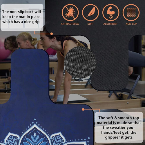 Pilates Yoga Mat, 3D Flower Pattern, NonSlip Washable, Foldable, Cream 1