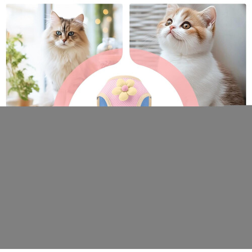 Cat Harness Adjustable Reflective Leash Set Breathable Mesh Straps Kitten Pattern For Outdoor Training 2