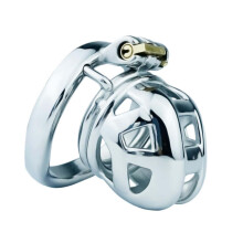 Male Stainless Steel Chastity Cage A78UK Model, 55mm Arc Ring, Smooth AntiEscape Abstinence Set