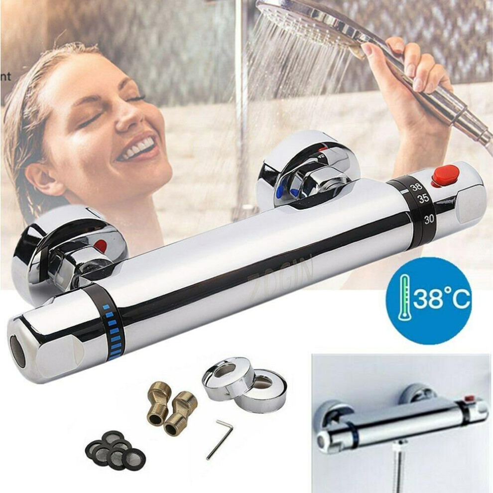 Modern Universal Design Thermostatic Shower Valve, Security Lock Durable Brass Construction For Bathroom Rv Clawfoot Tub 9088527581319