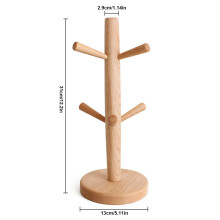 Sottobicchiere Porta Tazza a Forma di Albero in Legno con 6 Ganci, 31cm, Perfetto per la Casa e la Cucina