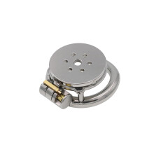 Metal Chastity Cage For Men Flat Design 50Mm White Stainless Steel Penis Ring BDSM Device