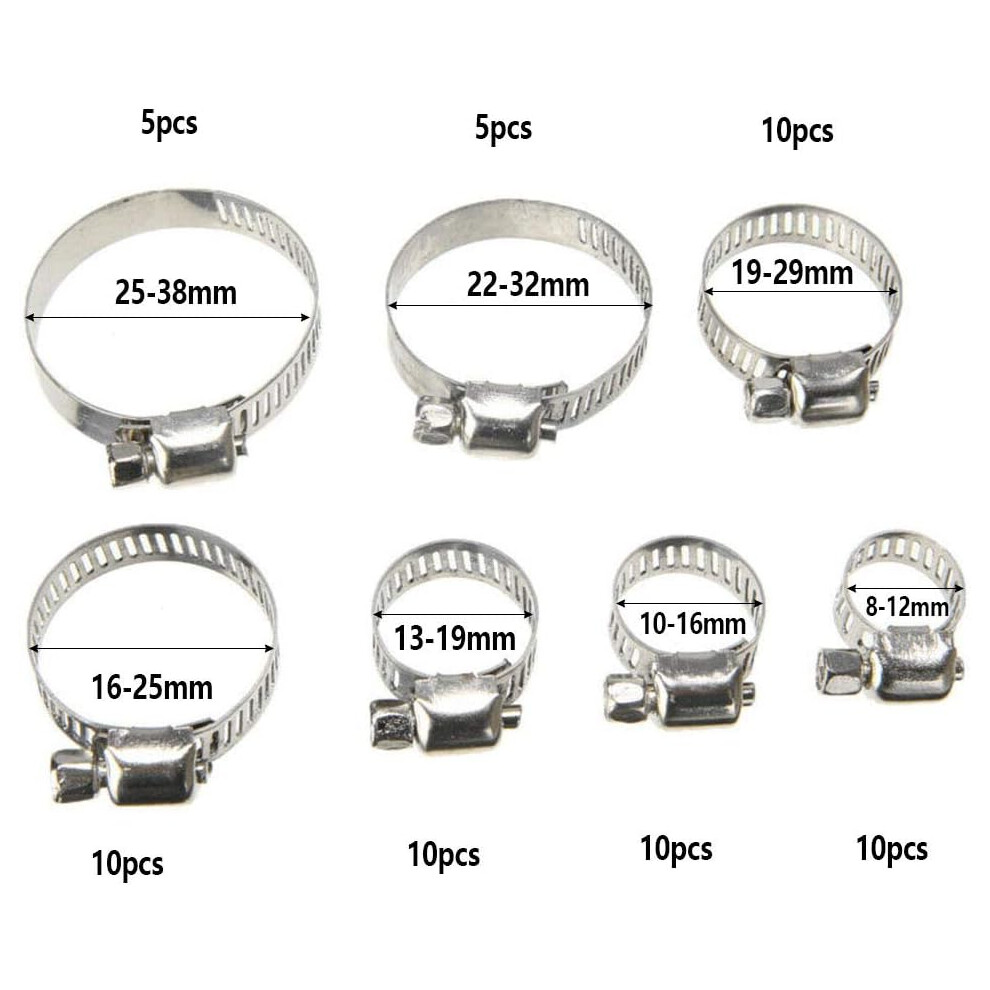 Adjustable Hose Clamp Set, Worm Gear Stainless Steel Clamps For Water Hose Fuel Line Automotive Tube, Oil-Proof Corrosion Resistance Clamping 9128293385244