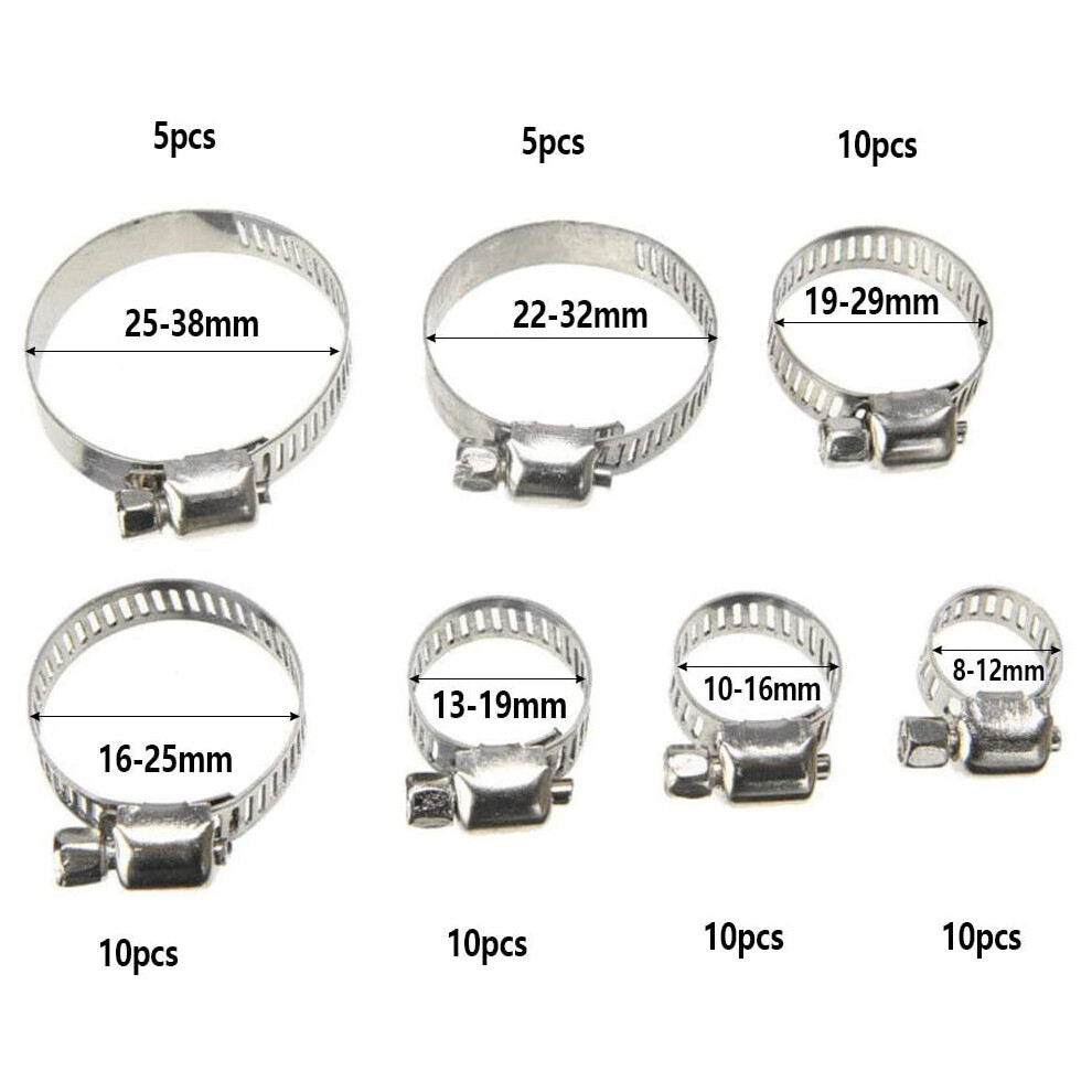 Metal Hose Clamp Kit, Adjustable 304 Stainless Steel Worm Gear Clamps For Plumbing Automotive Marine Use, Waterproof Oil-Proof Fastening Solution 9048212492474