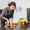 Κομψό μεταλλικό καλάθι φρούτων από σύρμα, ματ μαύρο στρογγυλό μπολ λαχανικών για 6