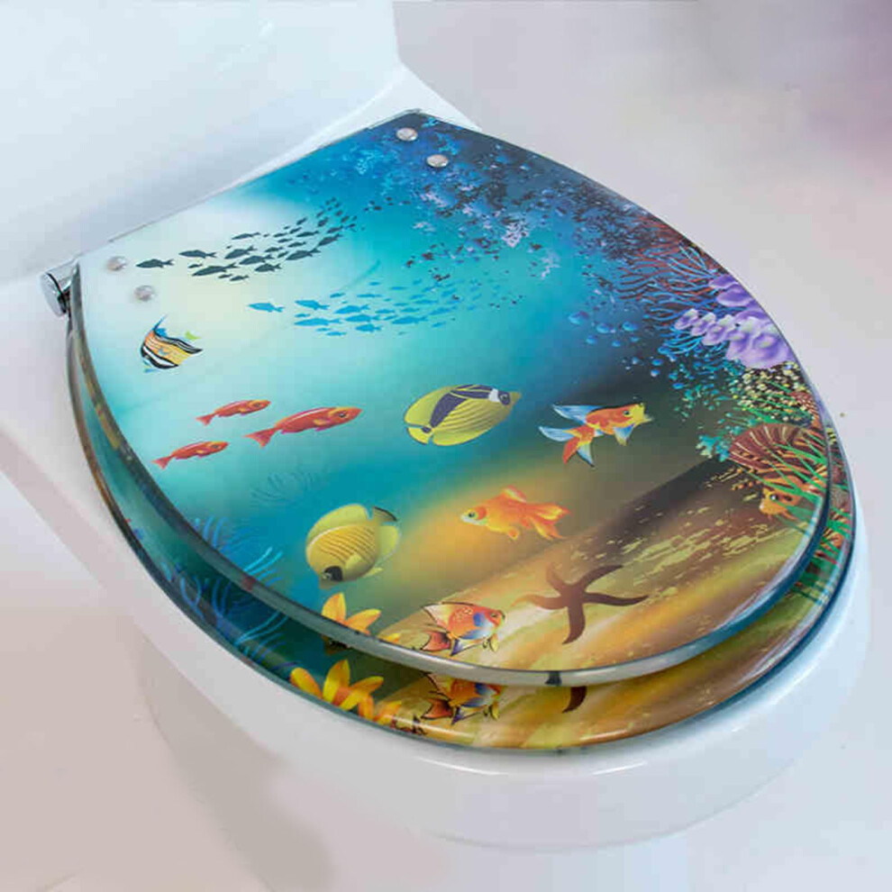 Toilet Seat Made Of Resin For Bathroom, Transparent, Adjustable Hinge, Moistureresistant, Type O 42*36Cm 9412369186881