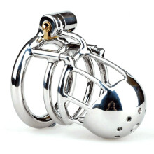 BDSM Stainless Steel Men's Chastity Lock Penis Cage For Men 4mm Diameter 45mm Length Chastity Belt