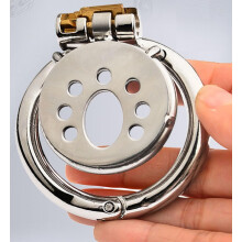 Hollow Metal Chastity Cage Stainless Steel For Men With Opening And Closing Design Snap Ring 55mm A5