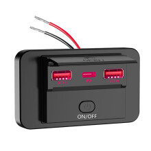 Double chargeur de voiture QC3.0 USB et PD3.0 Type C- rouge