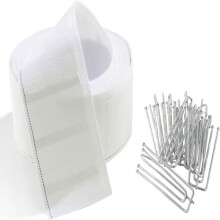 Curtain Tape Fabric 6m With 15 Metal Hooks For Replacement And Hanging Support