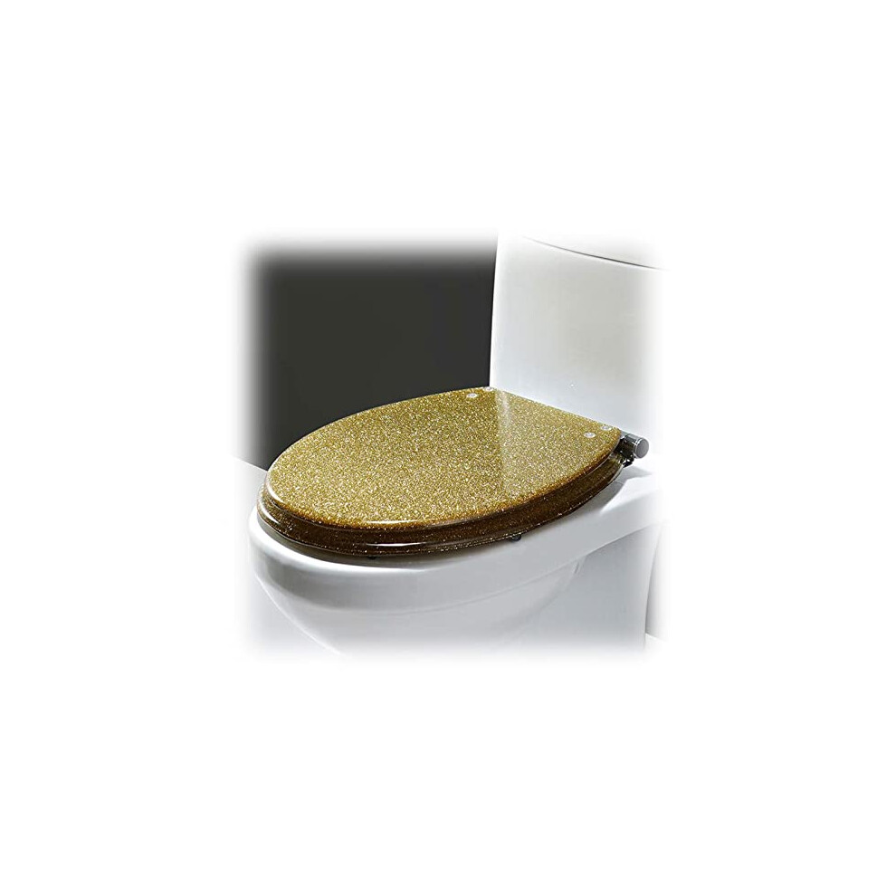 Glitter Oval Soft Close Toilet Seat Quick Release Resin Bathroom Seat For Easy Cleaning 9365049955935