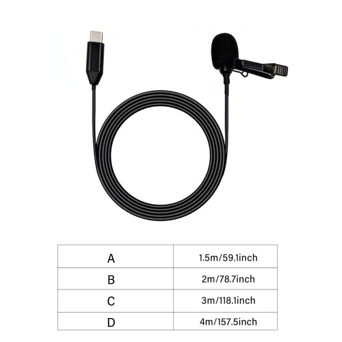 Type C Interfaces Collar Clip on Mic 20Hz-16KHz for-2 meters 2