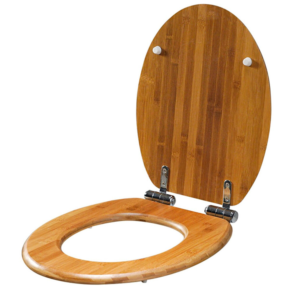 Bamboo Toilet Seat, Round, Quiet Soft Close, Stainless Steel Hinges, Quick Release 9412369188397
