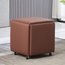 5 in 1 Multifunctional Leather Seat Cube with Swivel Casters Stackable Ottoman Stool