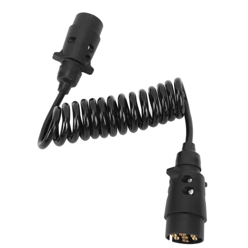 Trailer Light Adapter Coiled Cable 7 Pin Plug to Socket Spring Wiring Design Extension Harness Durable Plastic Casing Flexible Retracted Quick and