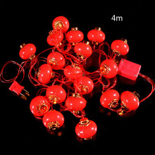 Festive String Lights For Outdoor Party Illumination, 4M/13Ft Red Battery Operated Decorative Lighting, Easy To Assemble Chinese Traditional Design