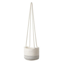 Vasos de corda de algodão estilo boho, com aparência minimalista e costura preta, versáteis e decorativos para interiores, adequados para diversos