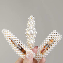 Lot de 4 barrettes à cheveux ornées de cristaux, épingles à perles tendance pour accessoires de coiffure bohèmes.