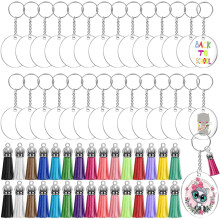 Elegant Jewelry Making Kits, Tassels for Jewelry Making, Features 30pcs Acrylic Blanks and 30pcs Key Chain Rings, Perfect for Wide Usage, Clear and