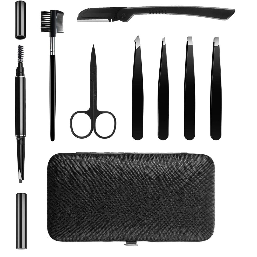 Professional Eyebrow Trimmer, Eyebrow Grooming Set with Micro Serrations Blade for Painless Eyebrow Trimming and Facial Hair Removal, Foldable