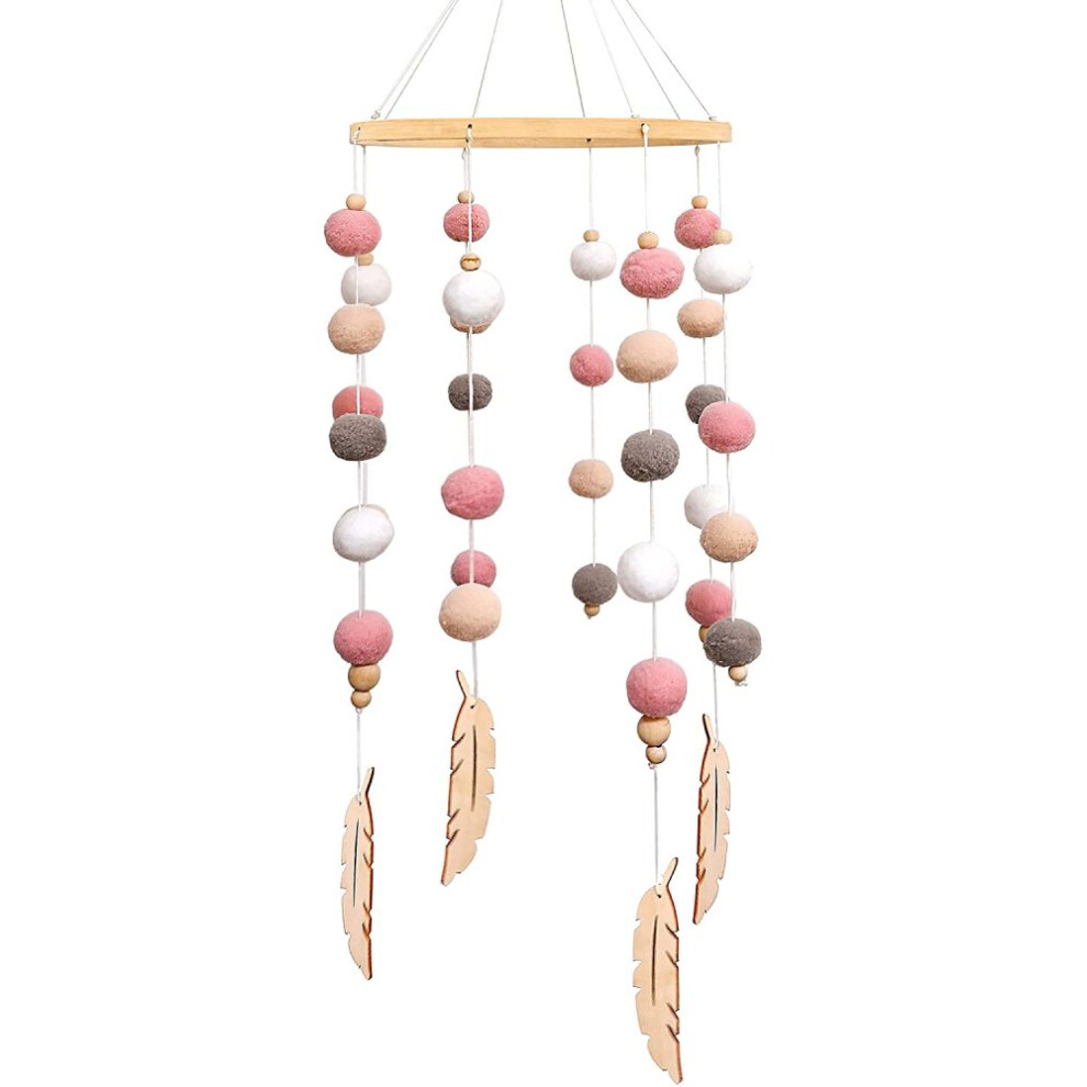 Handcrafted crib mobile, Visual development aid with felt balls, Adjustable design for easy setup, Promotes hand-eye coordination, Non-toxic synthetic