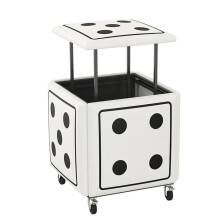 5in1 Cube Seat made of  leather, stackable, with swivel casters, square ottoman