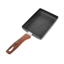 Non Stick Square Omelette Pan with Wood Handle for Induction Gas and Electric Stove Cooking