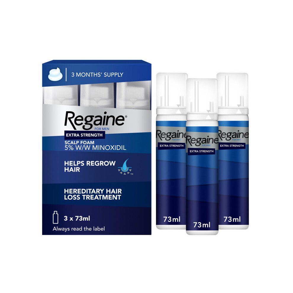 Regaine for Men Extra Strength Scalp Foam | Three Months Supply 3x73ml