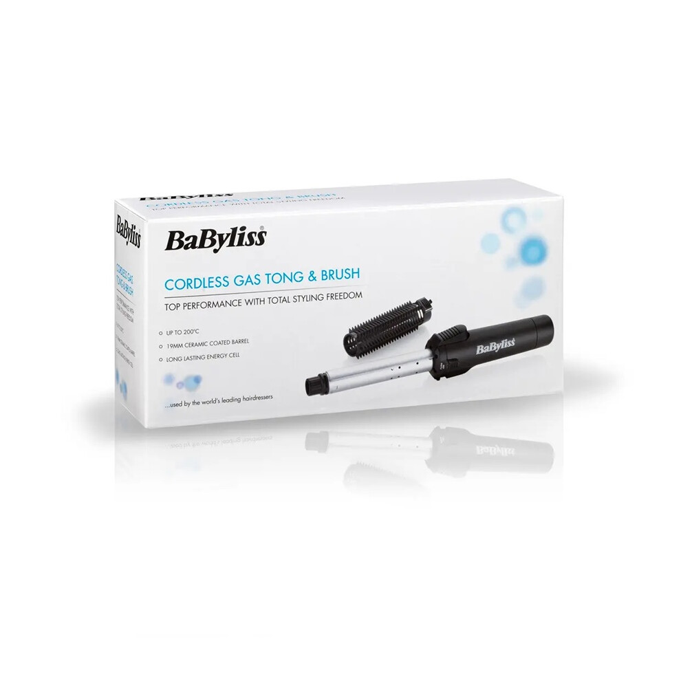 BaByliss 2583BU Pro Gas Hair Tong And Brush Cordless 19mm Ceramic Barrel