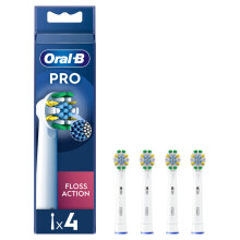 Pro Floss Action Electric Toothbrush Head, X-Shaped And Interdental Bristles For Deeper Plaque Removal, Pack of 4 Toothbrush Heads, White