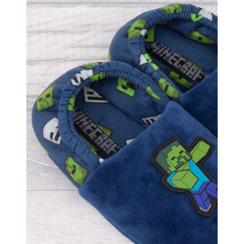 Minecraft (2 UK Child) Minecraft Mule Slippers (Boys Blue) 2