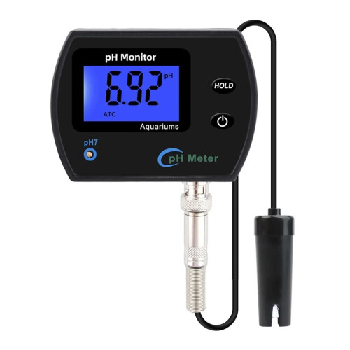 Digital PH Meter with Clear Display and Replaceable Probe for Aquarium Hydroponics Wall Mount