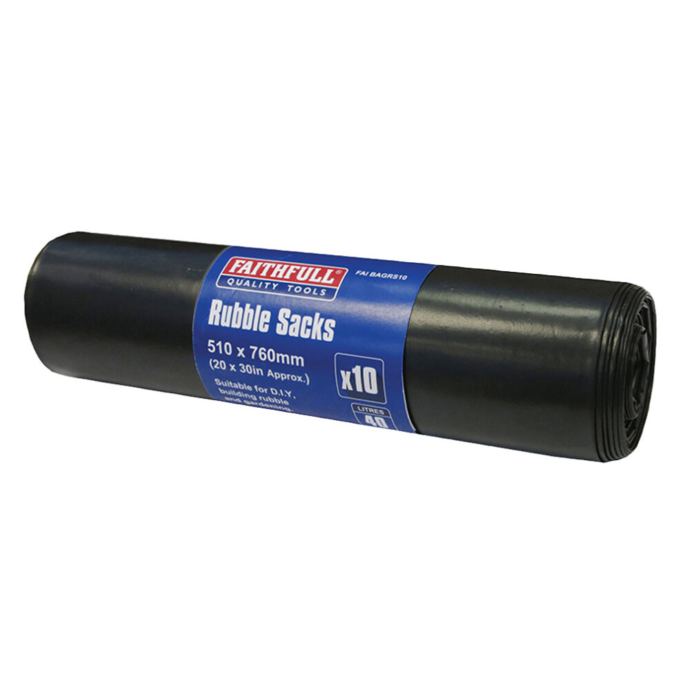 Faithfull FAIBAGRS10 Black Rubble Sacks Pack of 10