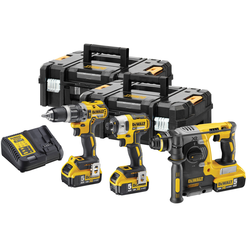 DEWALT DEWDCK368P3T XR 3 Piece Kit 18 Volt 3 x 18 Volt 5.0Ah Li-Ion